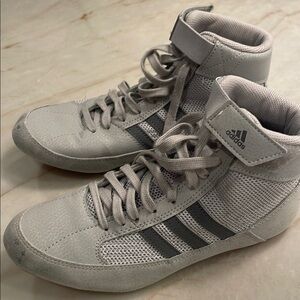 Adidas Gray High-Top Wrestling Shoes with Ankle Strap - very lightly used